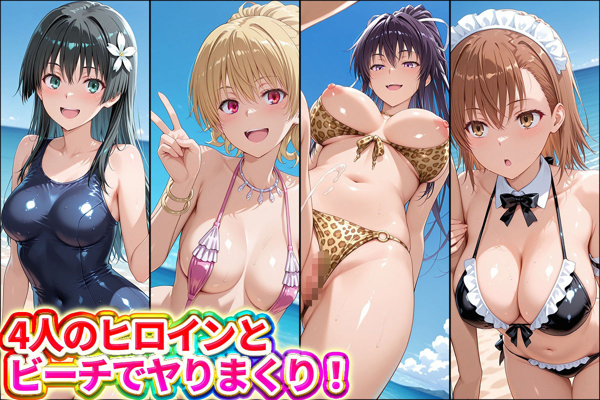 水着×青姦 スケベなビーチ〜御坂・神裂・獄彩・佐天 画像1