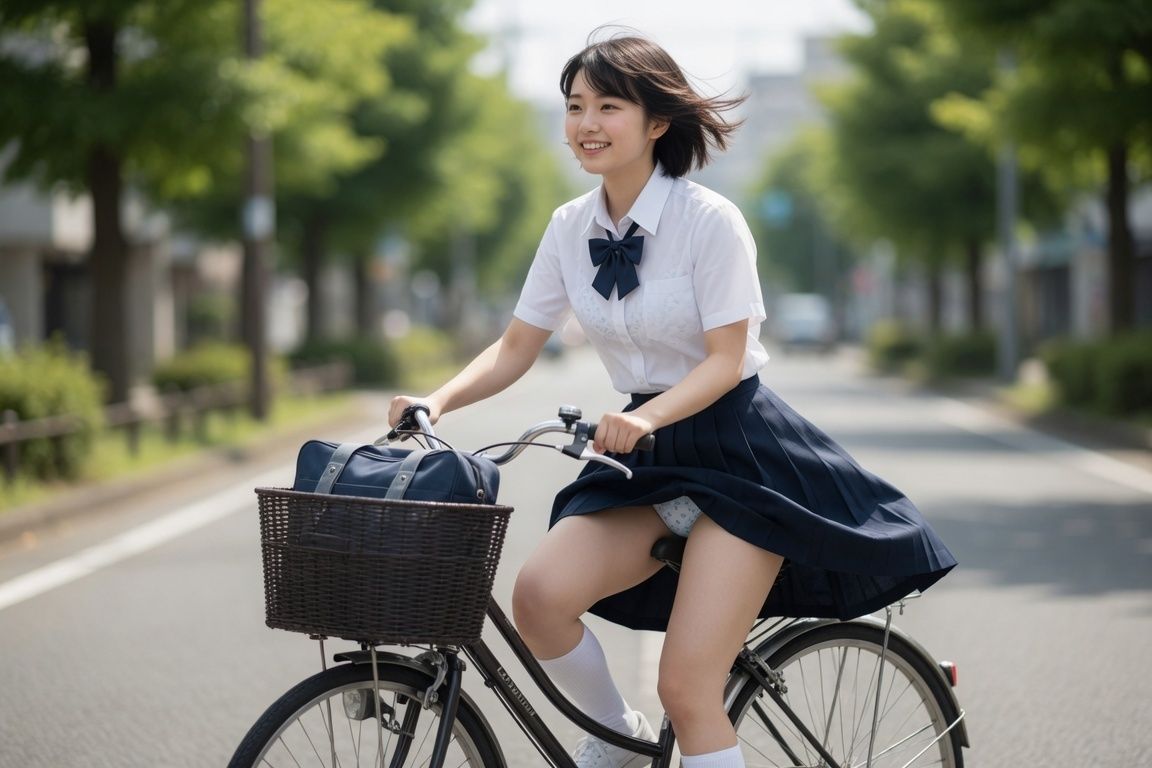 女子学生の自転車パンチラ_2