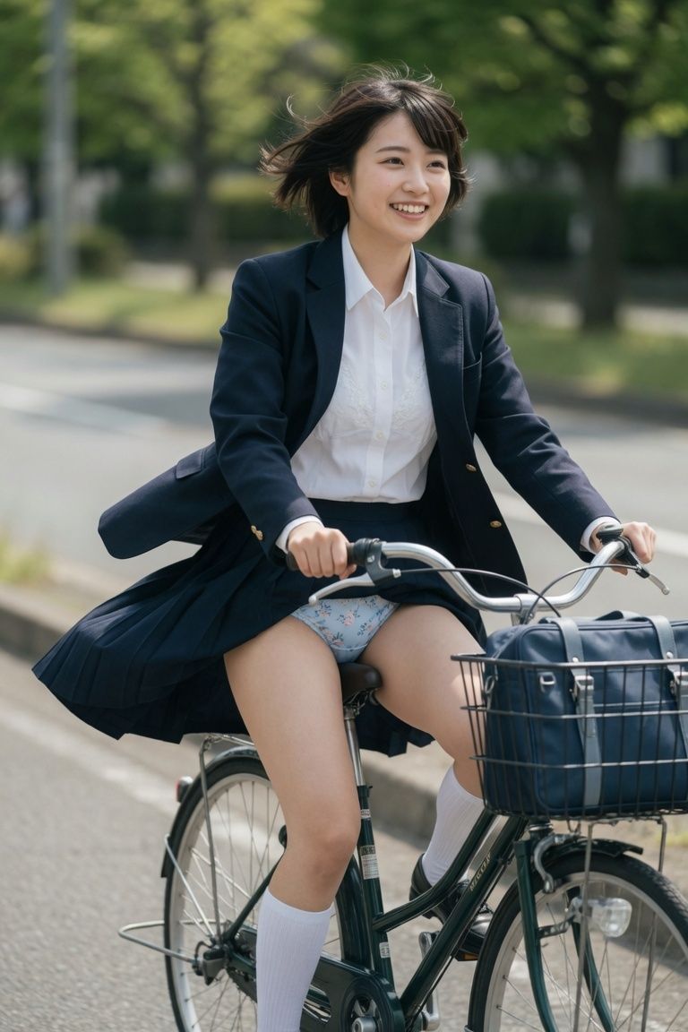 女子学生の自転車パンチラ_3