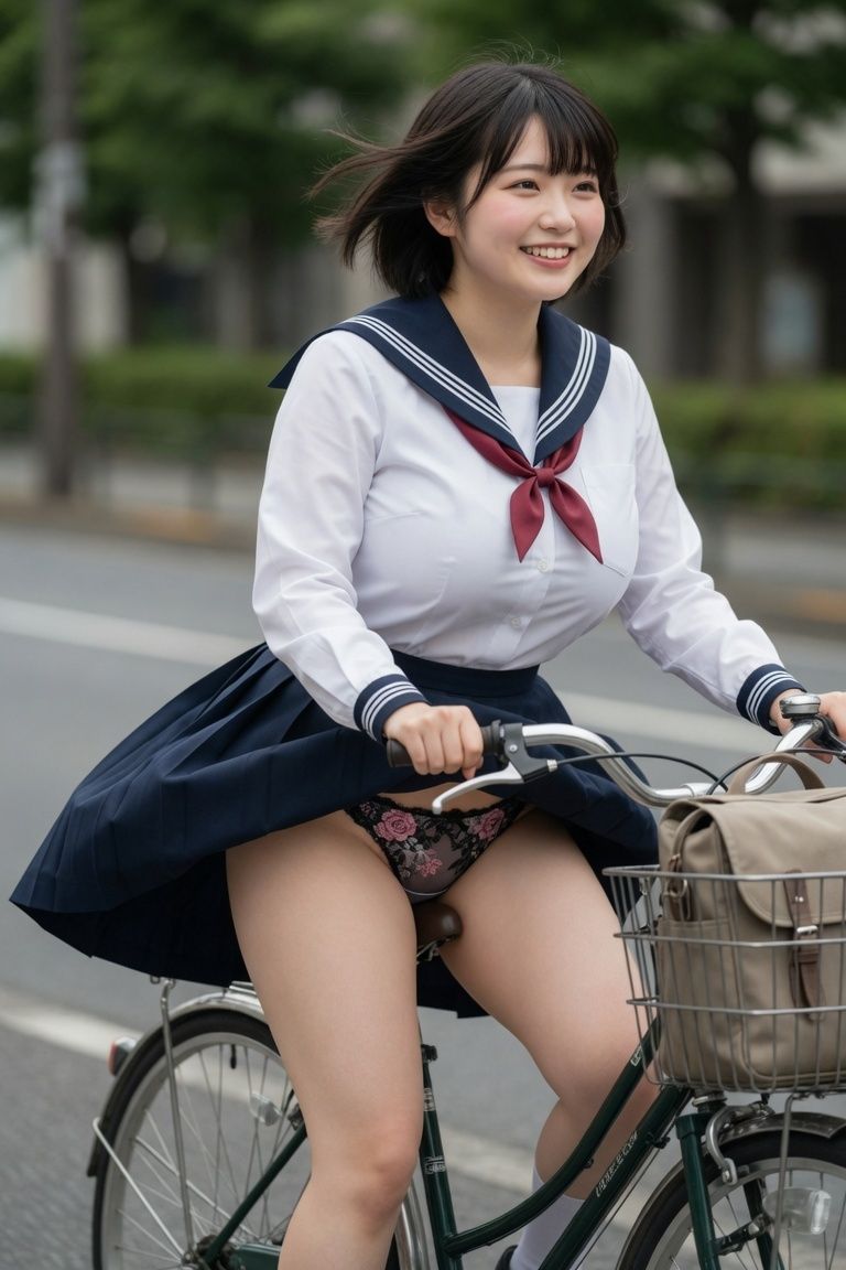 女子学生の自転車パンチラ_4