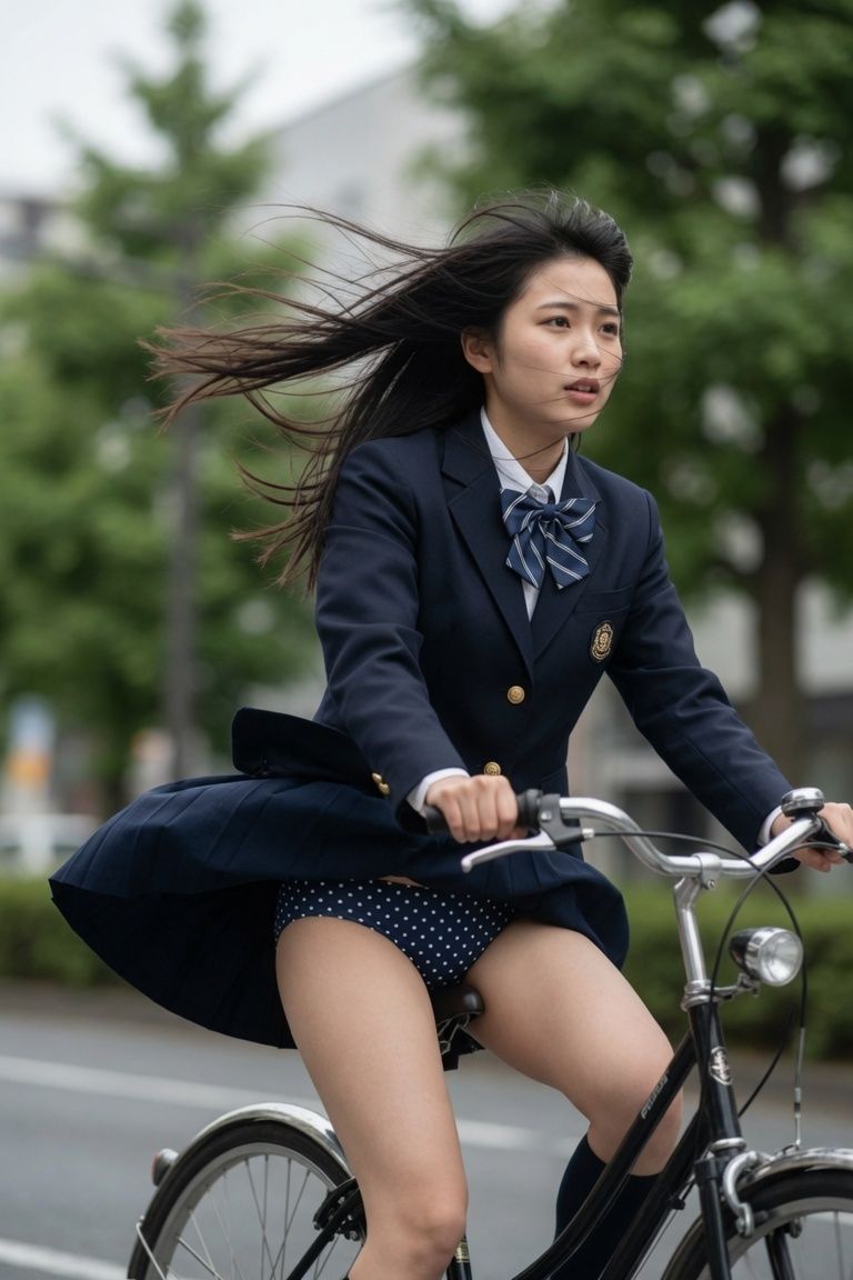 女子学生の自転車パンチラ_6
