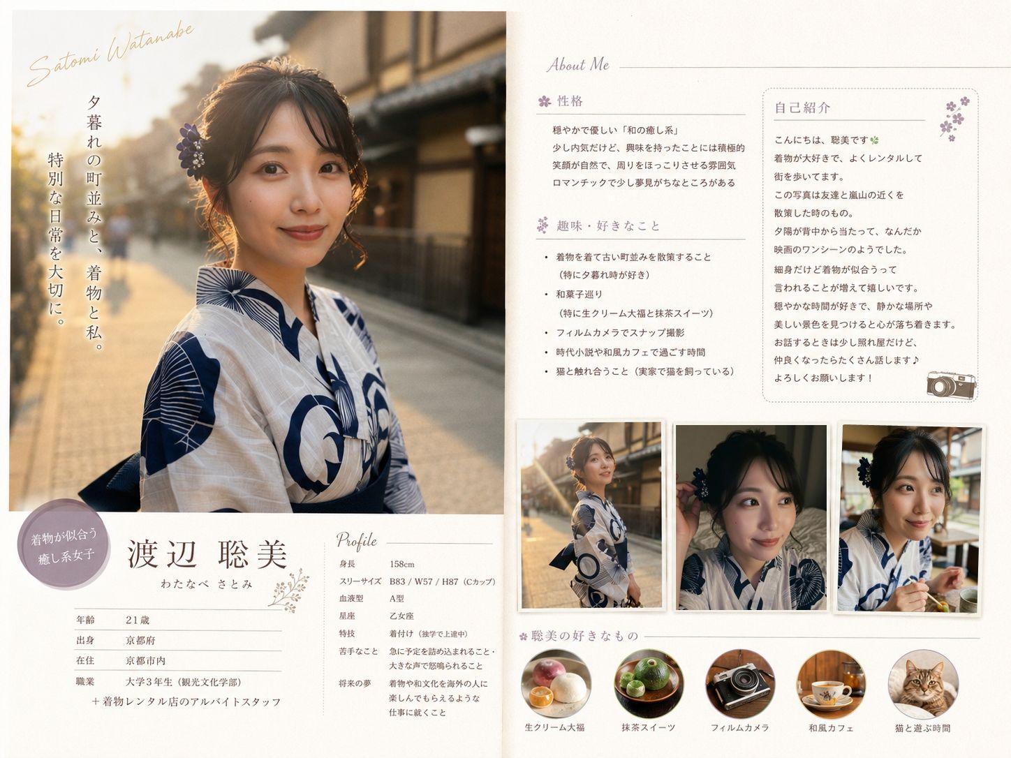 【AI生成】AI写真集 Vol.4 渡辺 聡美 インターン/大学生（24）「インターンと過ごす、禁断の時間」 画像1