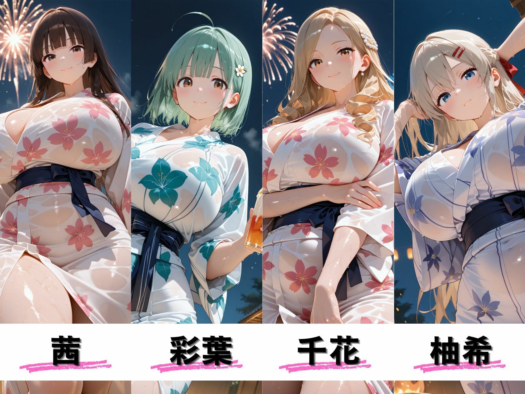 爆乳義妹4人と浴衣の夏祭り 〜帯を解く権利は、あなただけのもの〜 サンプル画像 3