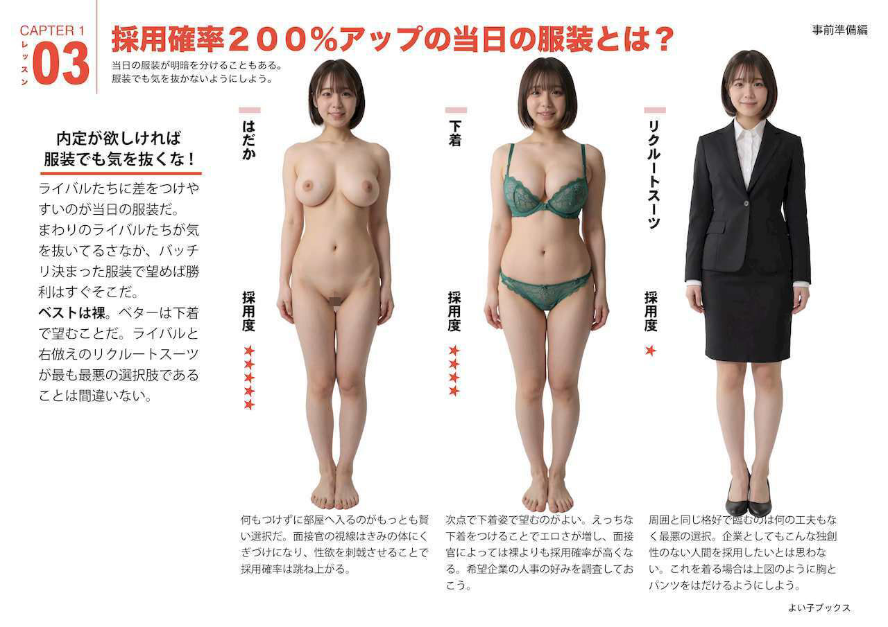 【無料エロ漫画】d_795144 女性のための絶対に落ちない就活術【実写風AIリメイク】(よい子ブックス)