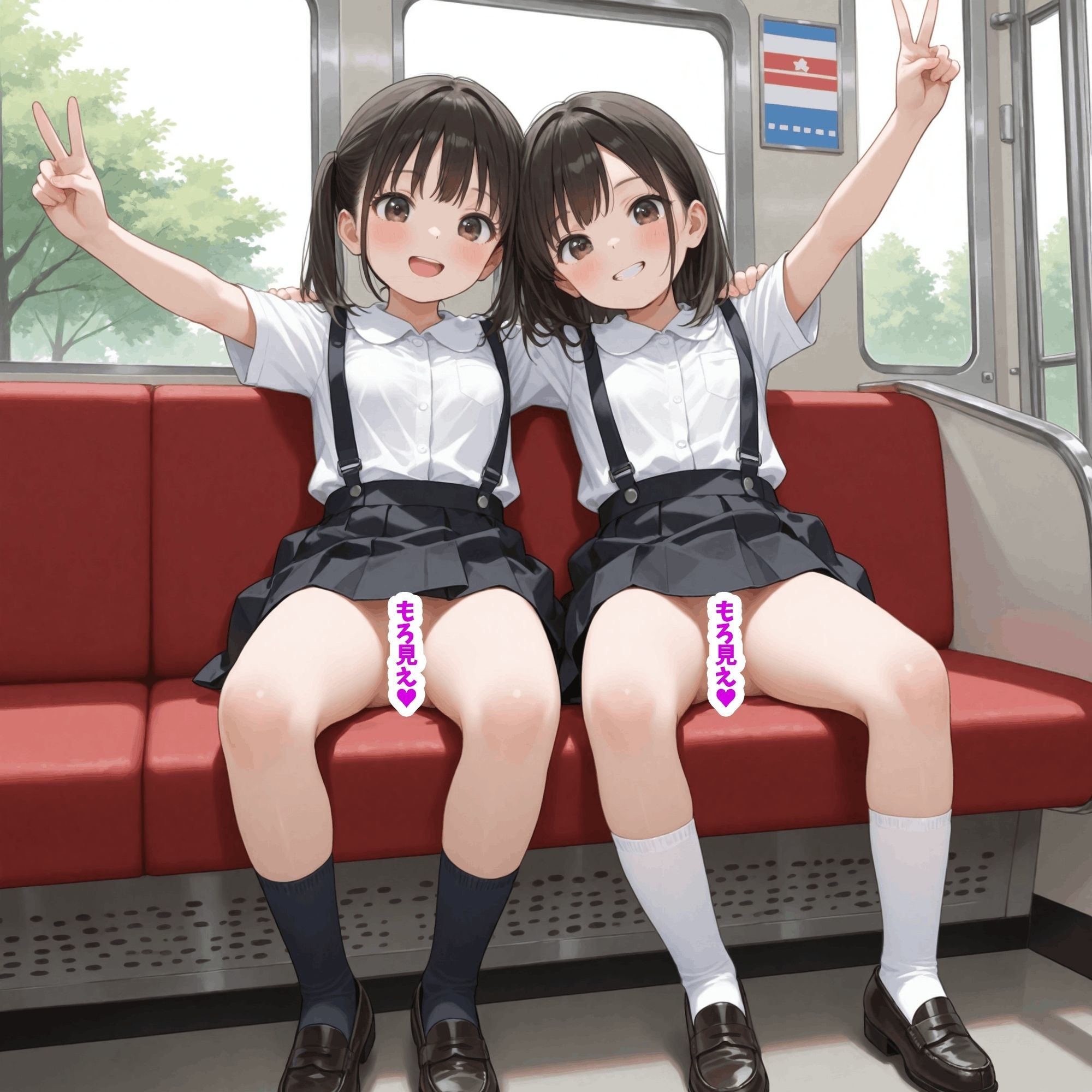 つるぺたまんスジ見放題！強○露出のJ〇ノーパン修学旅行に密着撮影♪ サンプル画像 9