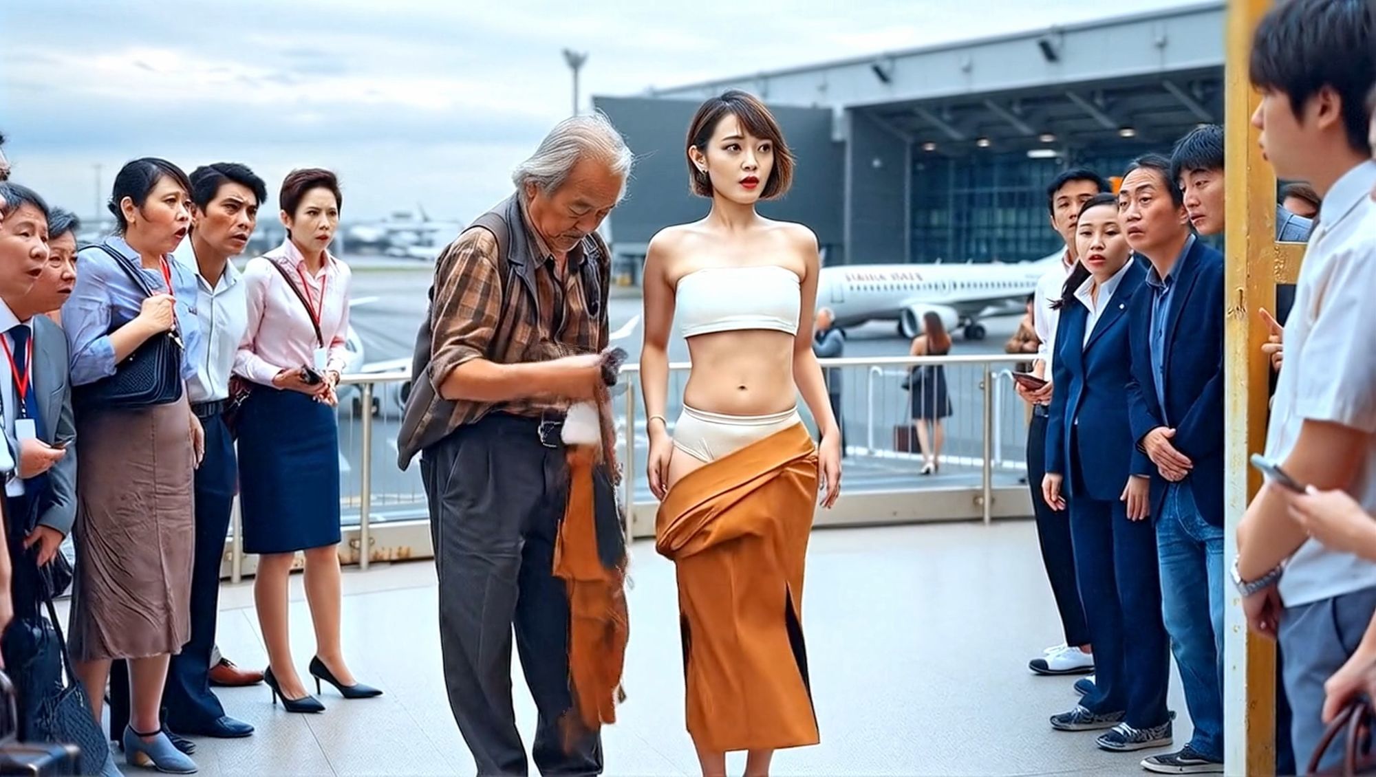 妄想27 CAが展望デッキで足上げ、脱がされ露出 AI生成動画 サンプル3