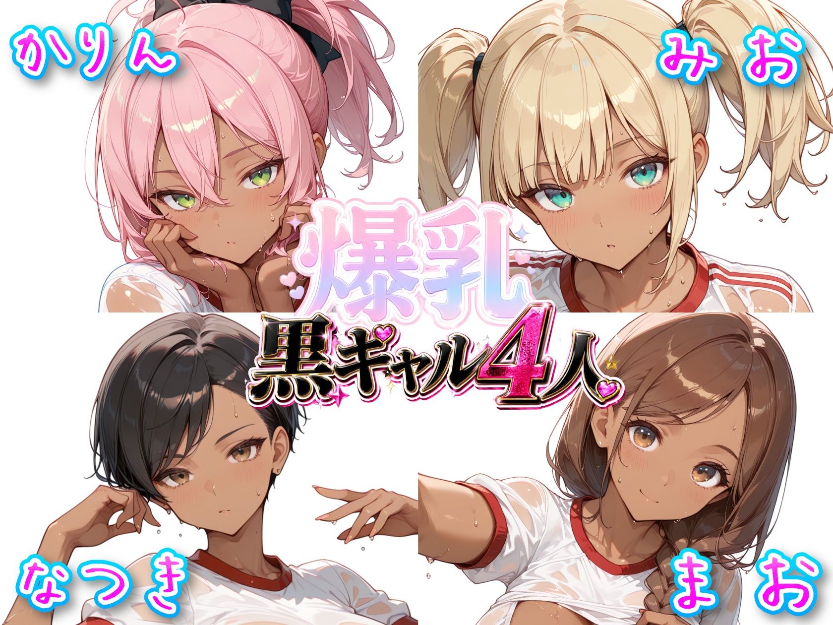 爆乳黒ギャル4人の真っ赤な体操服がパツパツで理性が飛ぶ件1