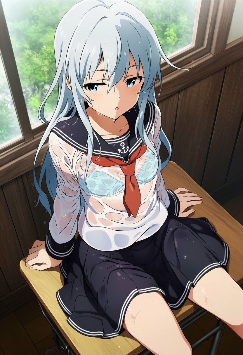 盗撮&濡れ透けフェチ特化 2020年代アニメ作画特集 艦隊少女たちの濡れ透け教室生着替え その3 -500枚を撮影- 画像7