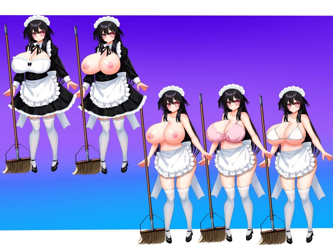 立ち絵素材 黒髪の女の子（サキュバス・メイド差分） 画像3
