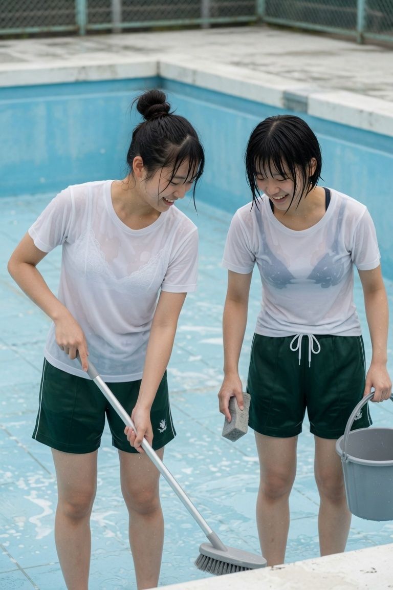 真夏の濡れ透け女子学生 サンプル画像 2
