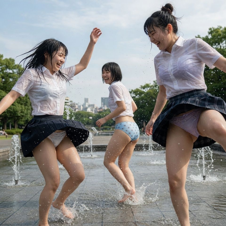 真夏の濡れ透け女子学生 サンプル画像 4