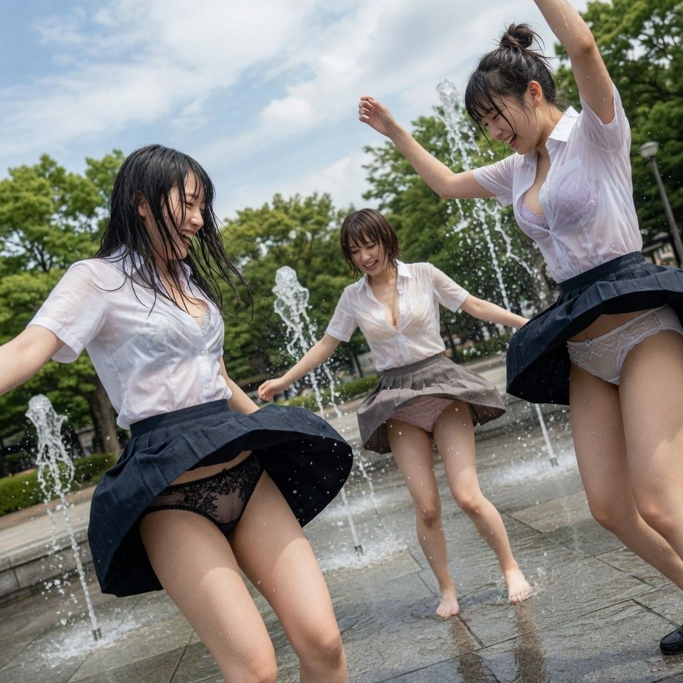 真夏の濡れ透け女子学生 サンプル画像 5