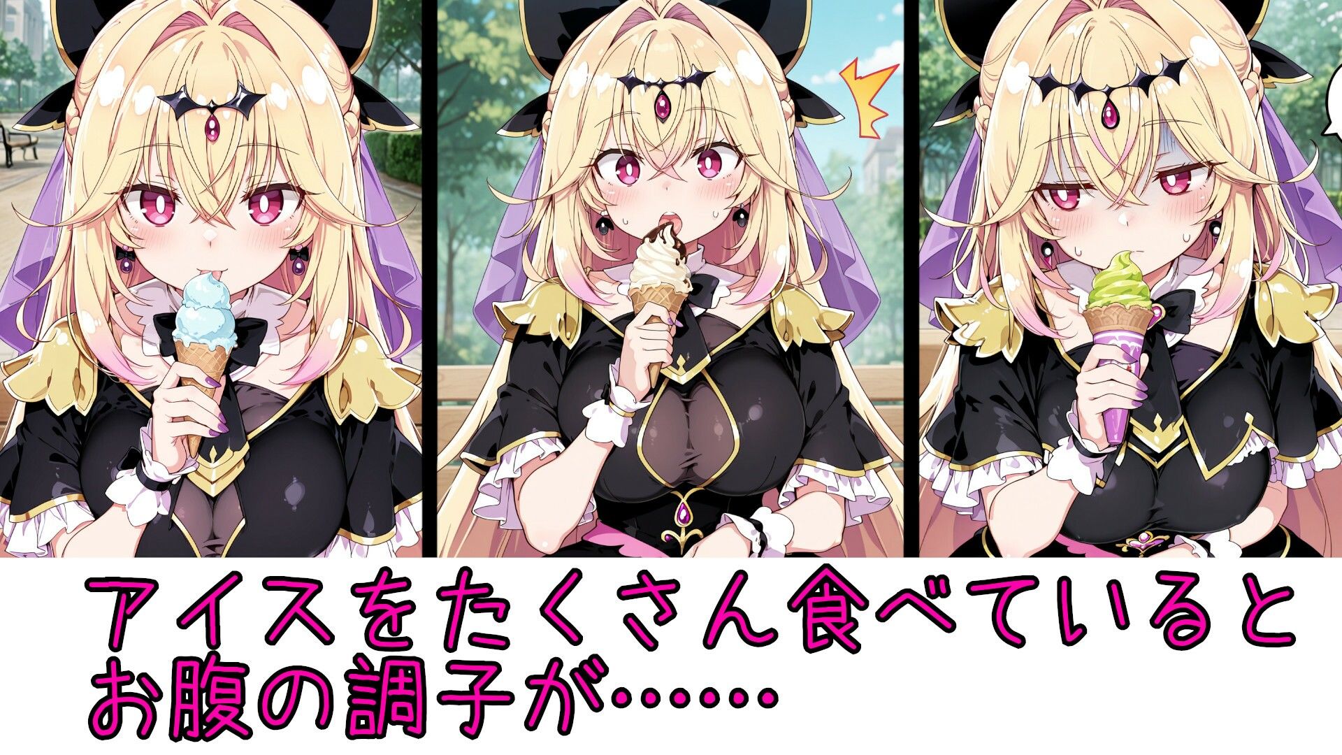 野外放尿！公園でアイスを食べすぎた森亜る〇か/アル〇ナ・シャドウちゃんが木の陰に隠れて……1