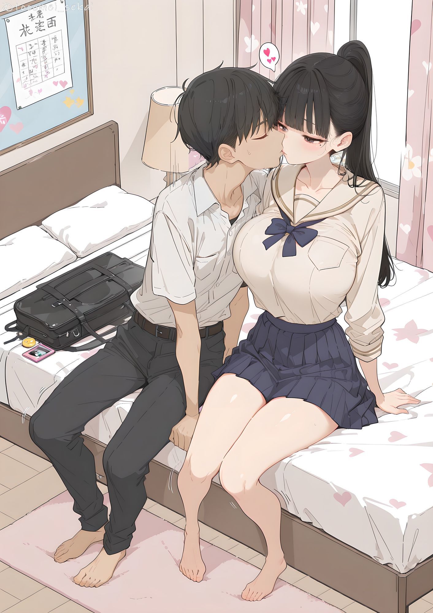清楚系なのにKカップおっぱいの爆乳JKのイラスト集 画像4