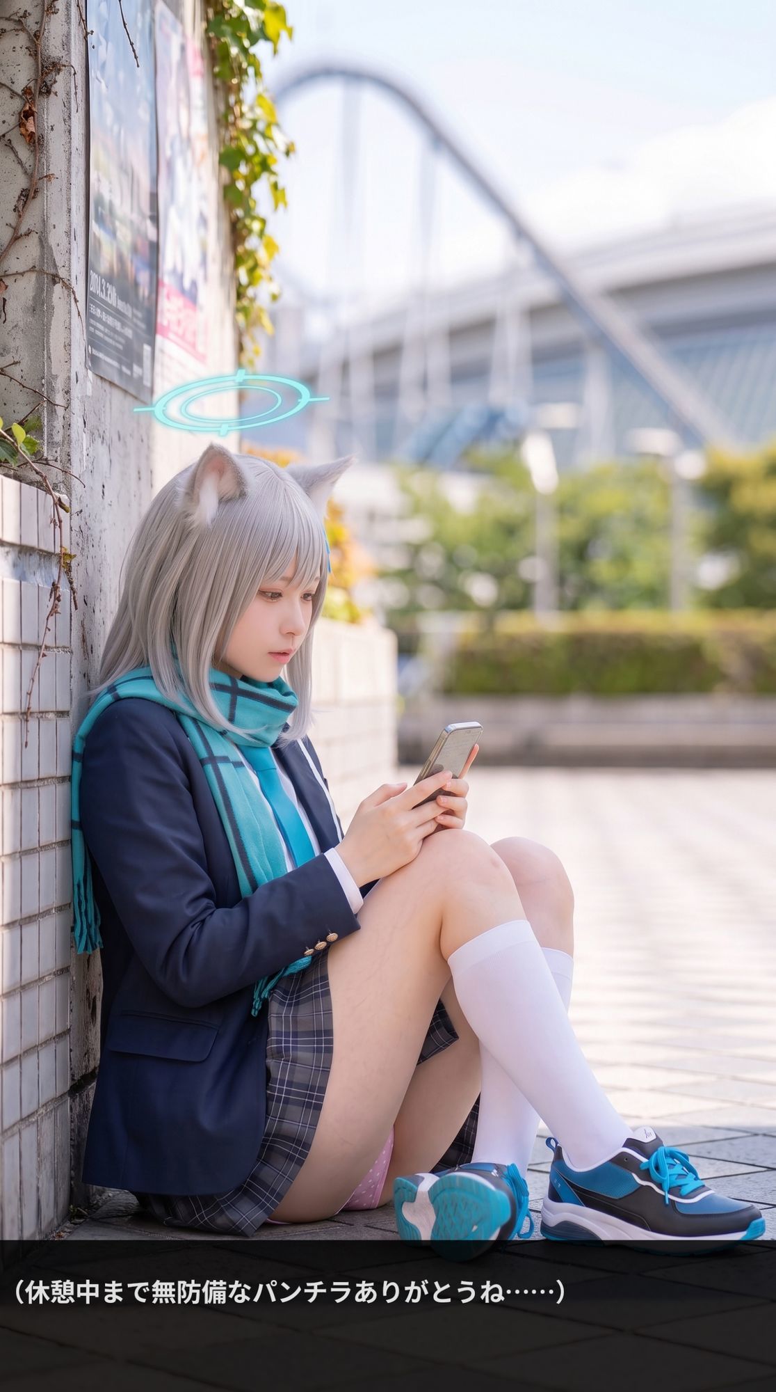 【前編】隙だらけな銀髪コスプレイヤーのパンチラ・ブラチラをカメコ視点で撮りまくる！【デジタルコミック風/AI写真集】 サンプル5