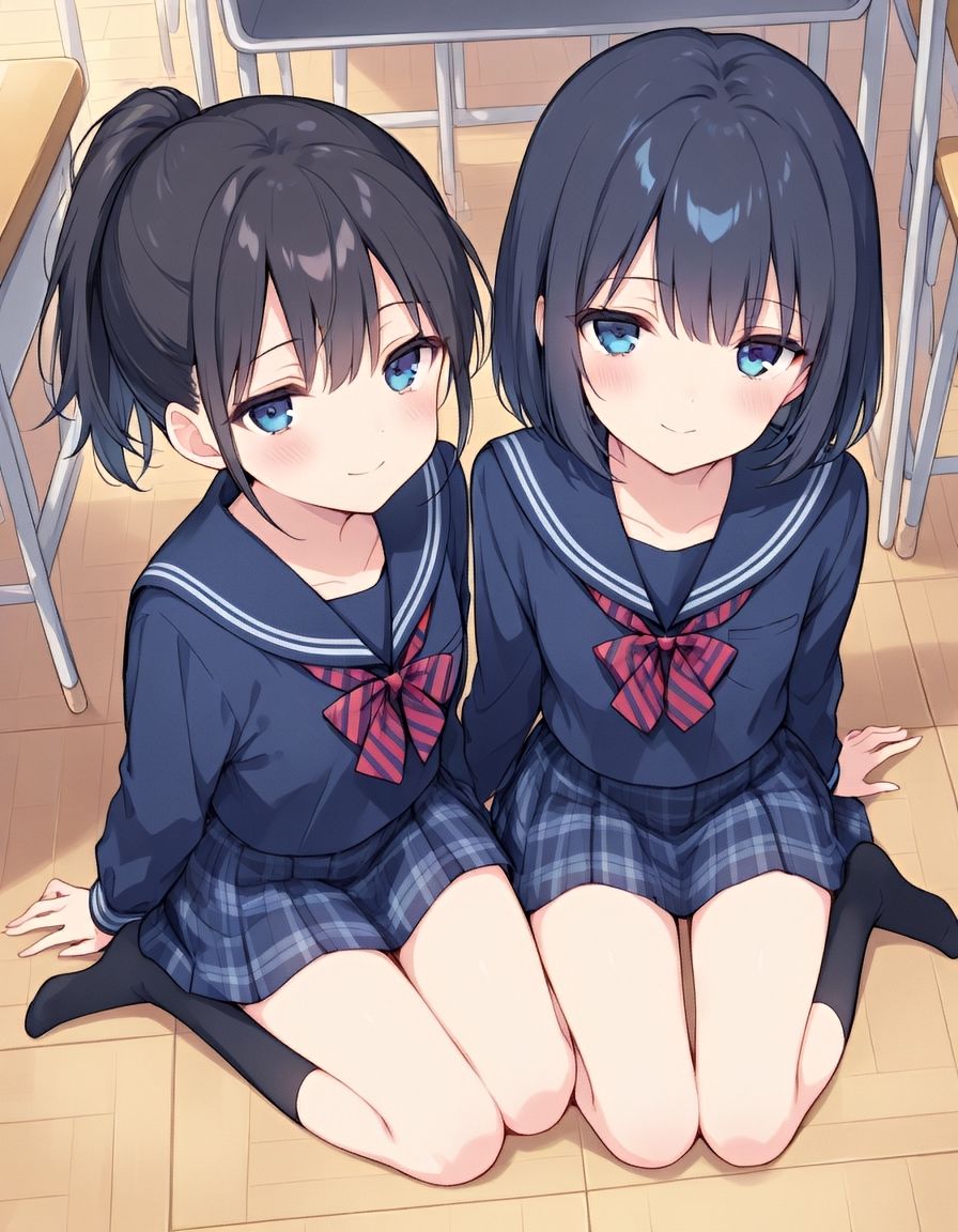『美少女たちの、恥じらい3P×ハーレムえっち。』vol3 黒髪ちっぱい×教室えっちver.【貧乳/萌え・癒し】 サンプル画像1