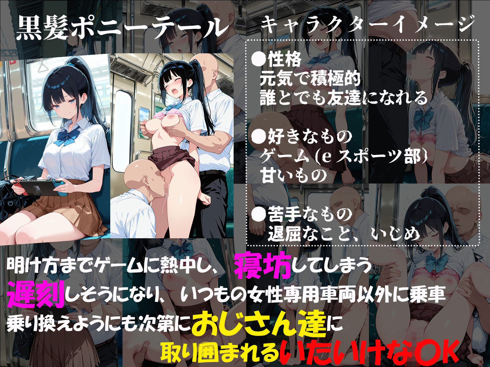 痴●電車で毎日中出しされ続ける黒髪JKの記録 サンプル3