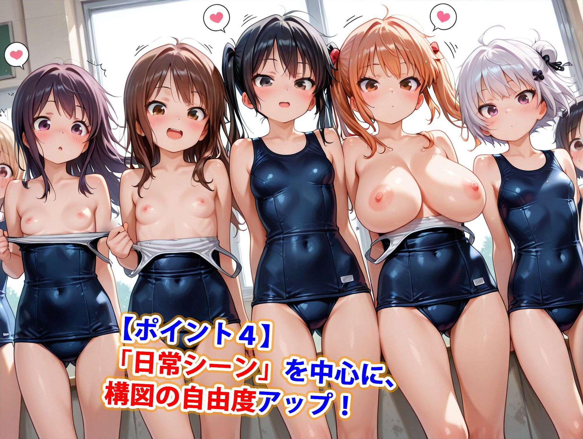 真巨乳ハーレム学園紺＆白スクール水着の水泳部 サンプル5