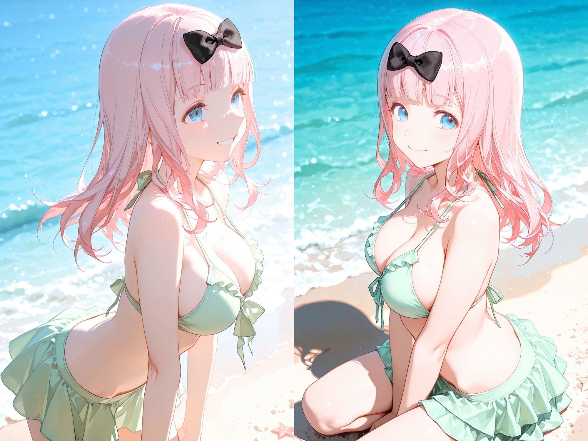 【4K動画付き】ヒロインと海辺の誘惑:藤原ち〇編 かぐや様は告〇せたい 4K高画質1