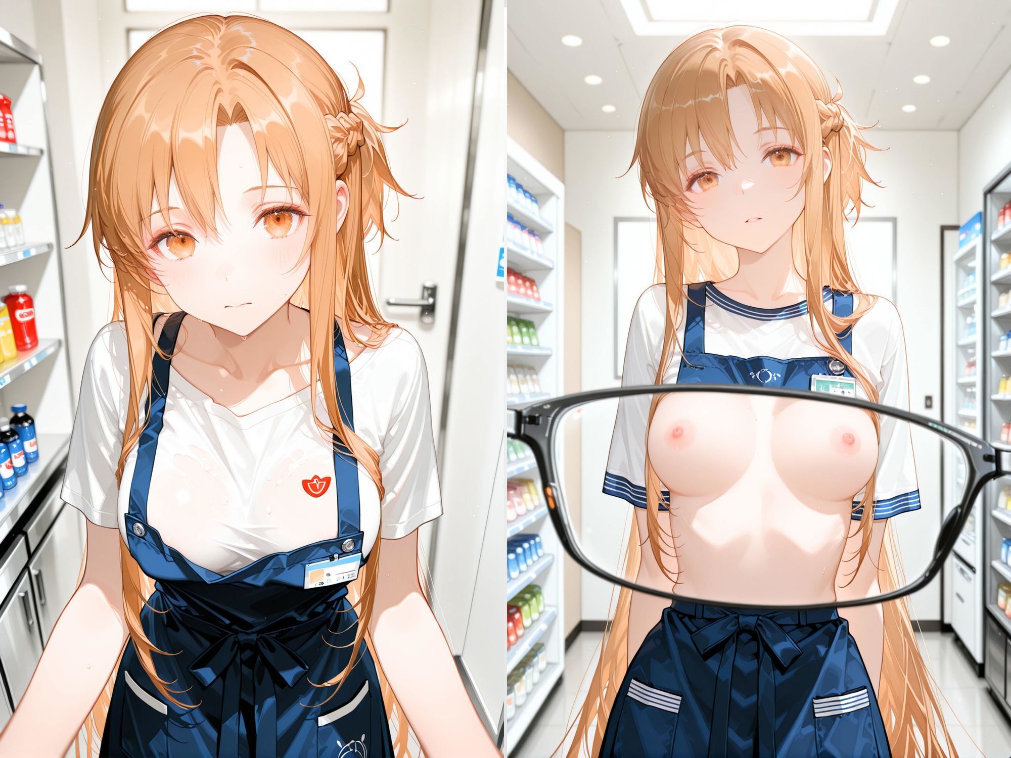 【4K動画付き】 24時間の快楽:コンビニで牝に目覚める ア〇ナ編 ソードアートオ〇ライン SAO 結〇明日奈1