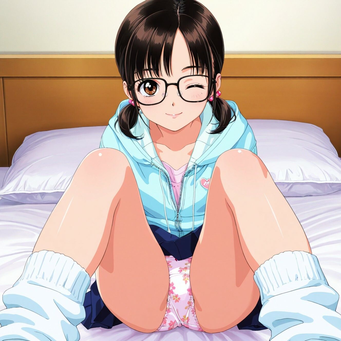 レトロアニメ風JKのM字&四つん這いパンチラ 画像3