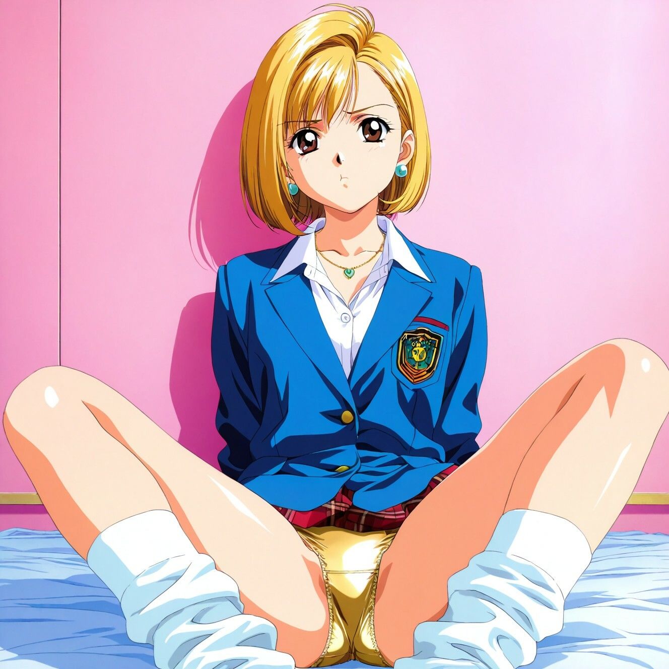 レトロアニメ風JKのM字&四つん這いパンチラ 画像9