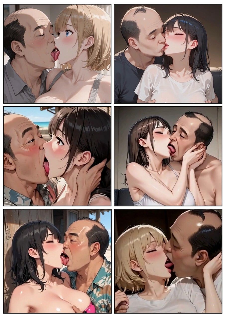 美女とおじさんのディープキス キス好き大集合♪アニメ画編 サンプル5