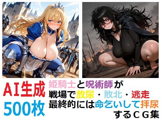 姫騎士と呪術師が戦場で放尿・敗北・逃走最終的には命乞いして拝尿するCG集