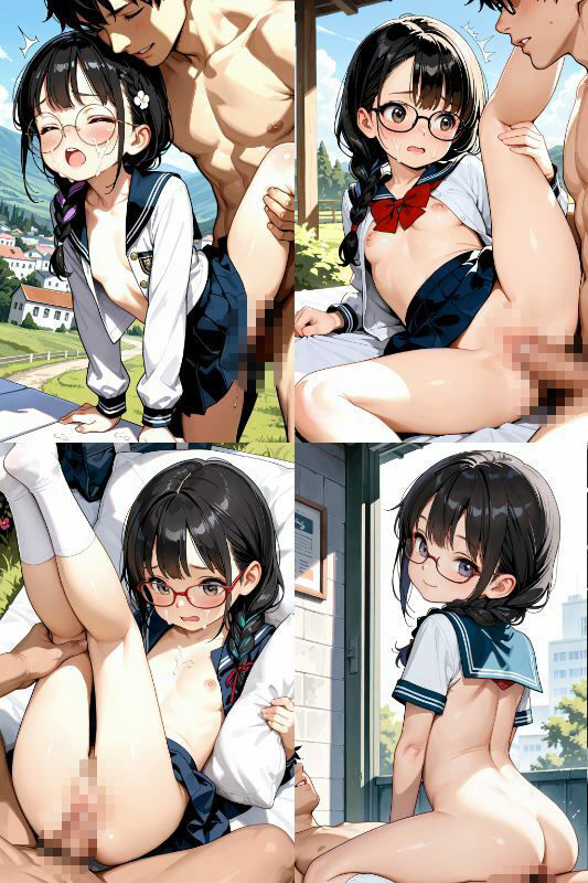 メガネ×三つ編み×セーラー服！超絶カワイイ文学少女のエロ過ぎる野外セックス！！【1024x1536高画質！美麗画像217枚！】 サンプル画像 8