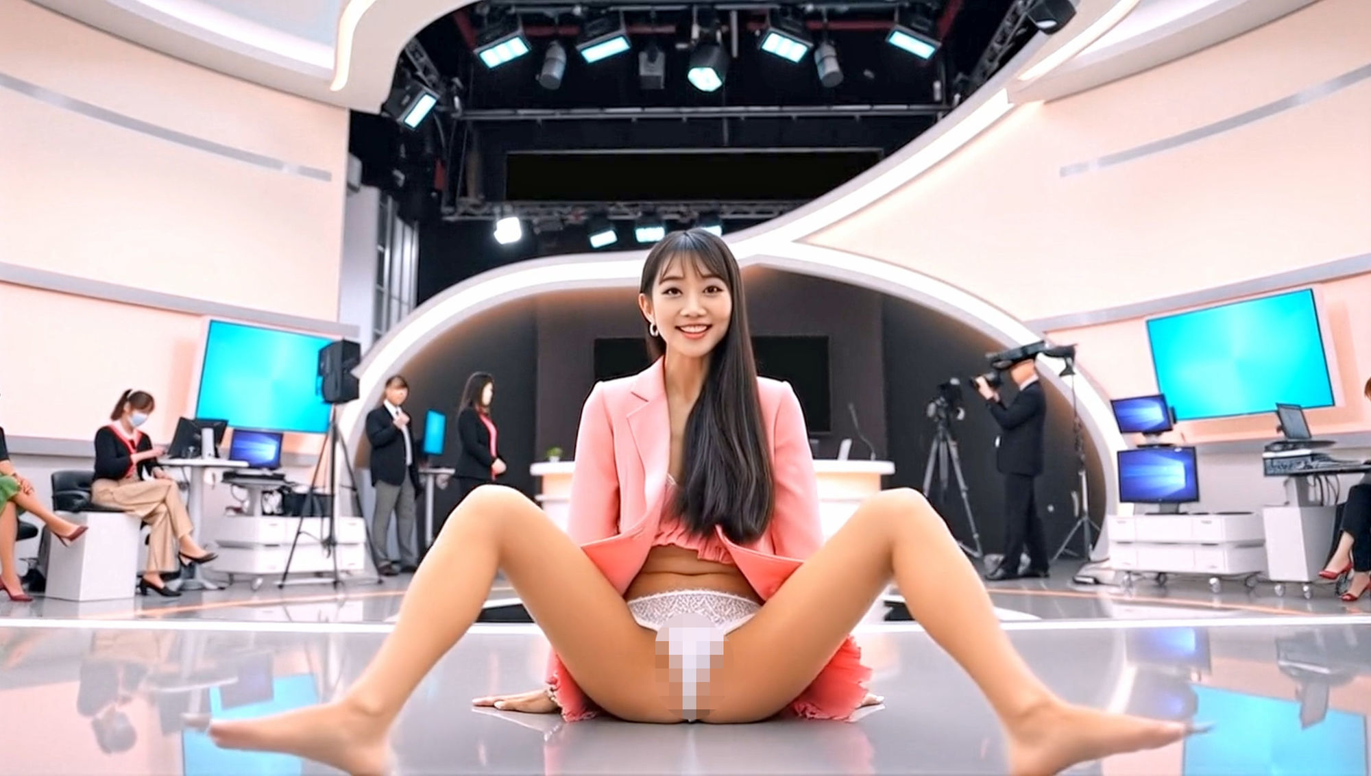 妄想28 女子アナ 放送前の下着チェック AI生成動画 画像5