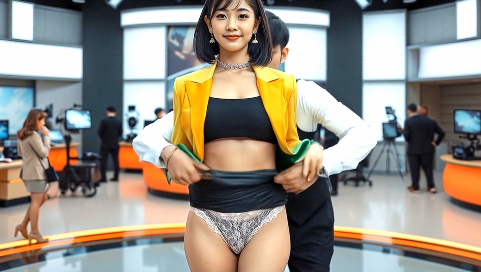 妄想28 女子アナ 放送前の下着チェック AI生成動画 画像6