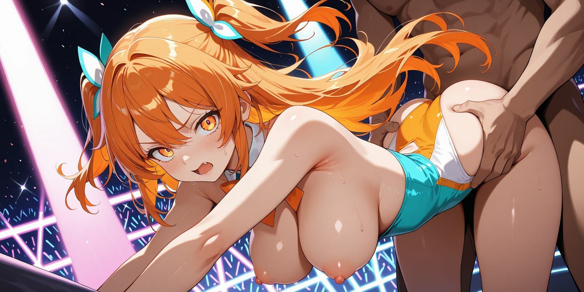 【500枚/超高画質2K/大容量】ステージの上で犯●れるアイドルたち2。〜スポットライトを浴びながら乱入男にバックから突かれる狂宴〜 黒髪・白髪・紫髪のトップアイドルたちが過激なステージ衣装を剥ぎ取られ大衆の前でイかされ続ける輪●劇。溢れる爆乳とペア構図で貫かれるバック＆乱交シチュエーション。男たちの筋肉美と汗の質感まで2048pxで鮮明に描写。歓声と悲鳴が交錯するライブステージで肉奴●と化した少女たちの至高の受難写真集第二弾。2048px×1024px/枚数多数/アイドル/乱交/バック/高画質 d_801829 AI創造美女 サンプル画像5