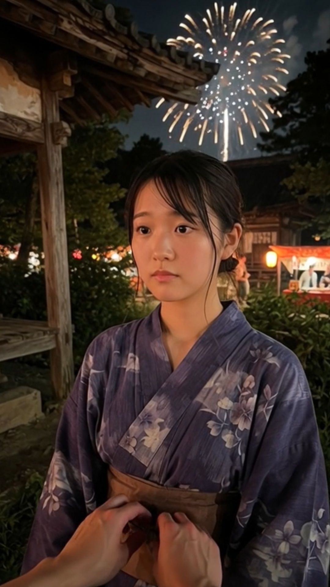 浴衣女子 花火大会 祭り 神社 海岸 田舎 女子校生 女子大生 夏 屋台 日本文化 デート ディープキス サンプル画像 10