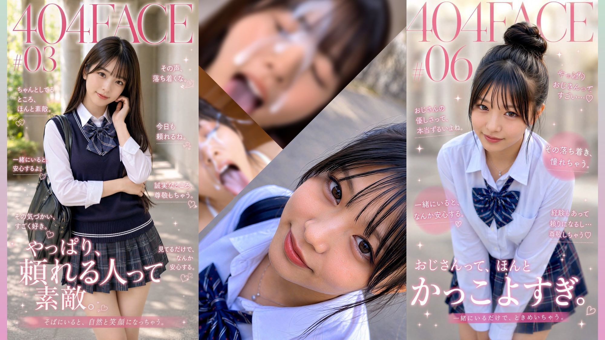 【404FACE】反転世界スキルを使いJK無双してしまうおじさんの世界線！大量顔射☆おまけ込み計36発射☆【4K超高画質動画】Facial Compilation 画像2