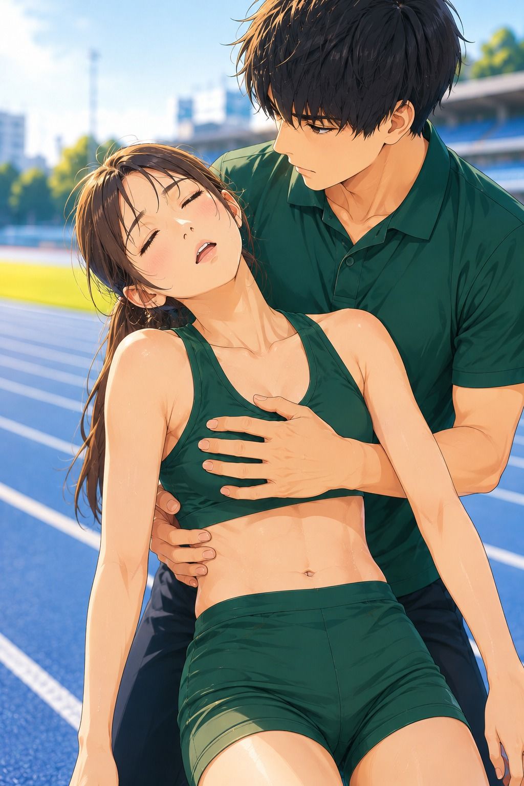 【CG】女子陸上部員のおっぱいを支える男子マネージャーたち! 画像2