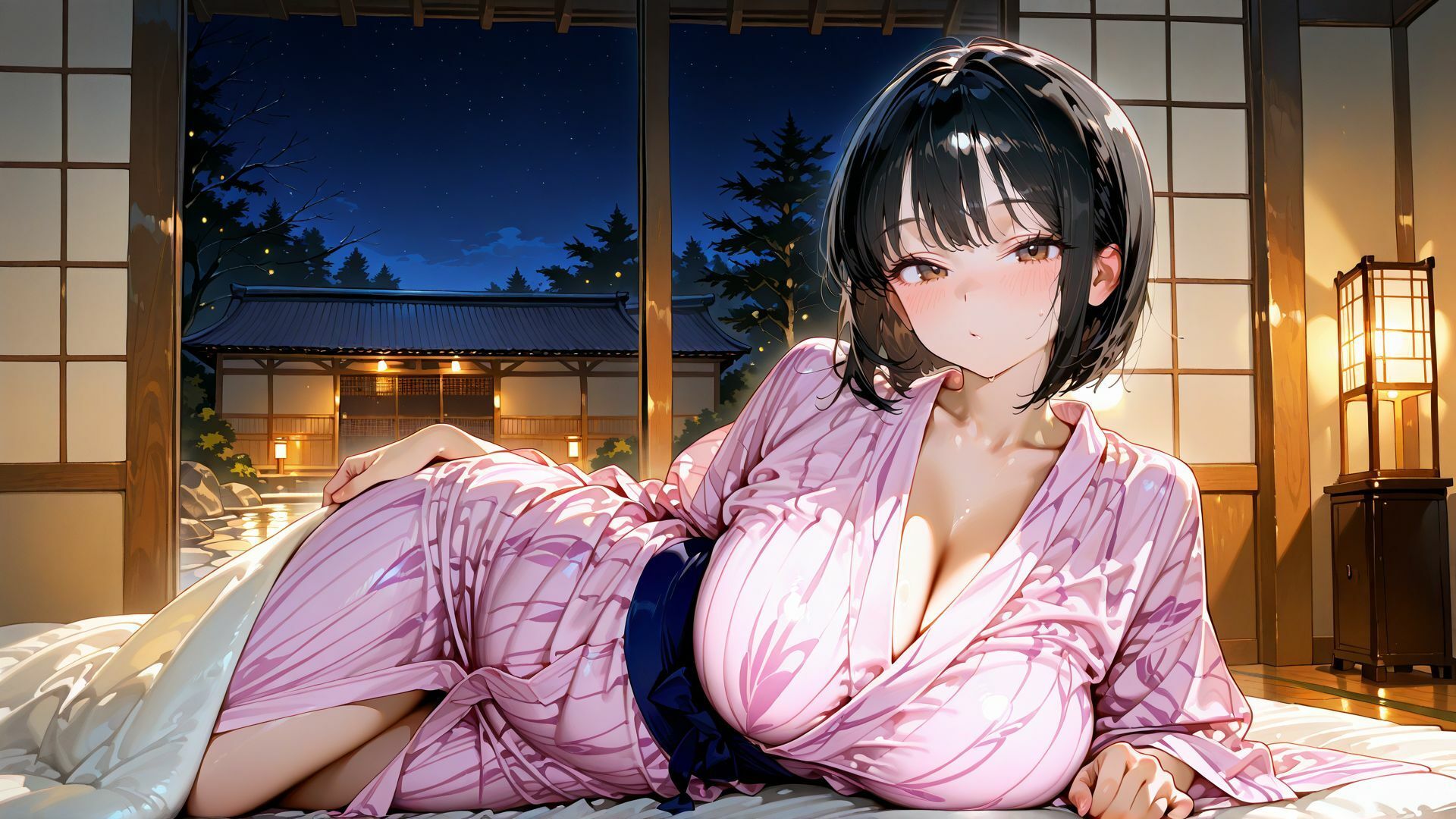 【4K】浴衣姿の爆乳JKと温泉旅館で汗だく中出しSEX 画像4