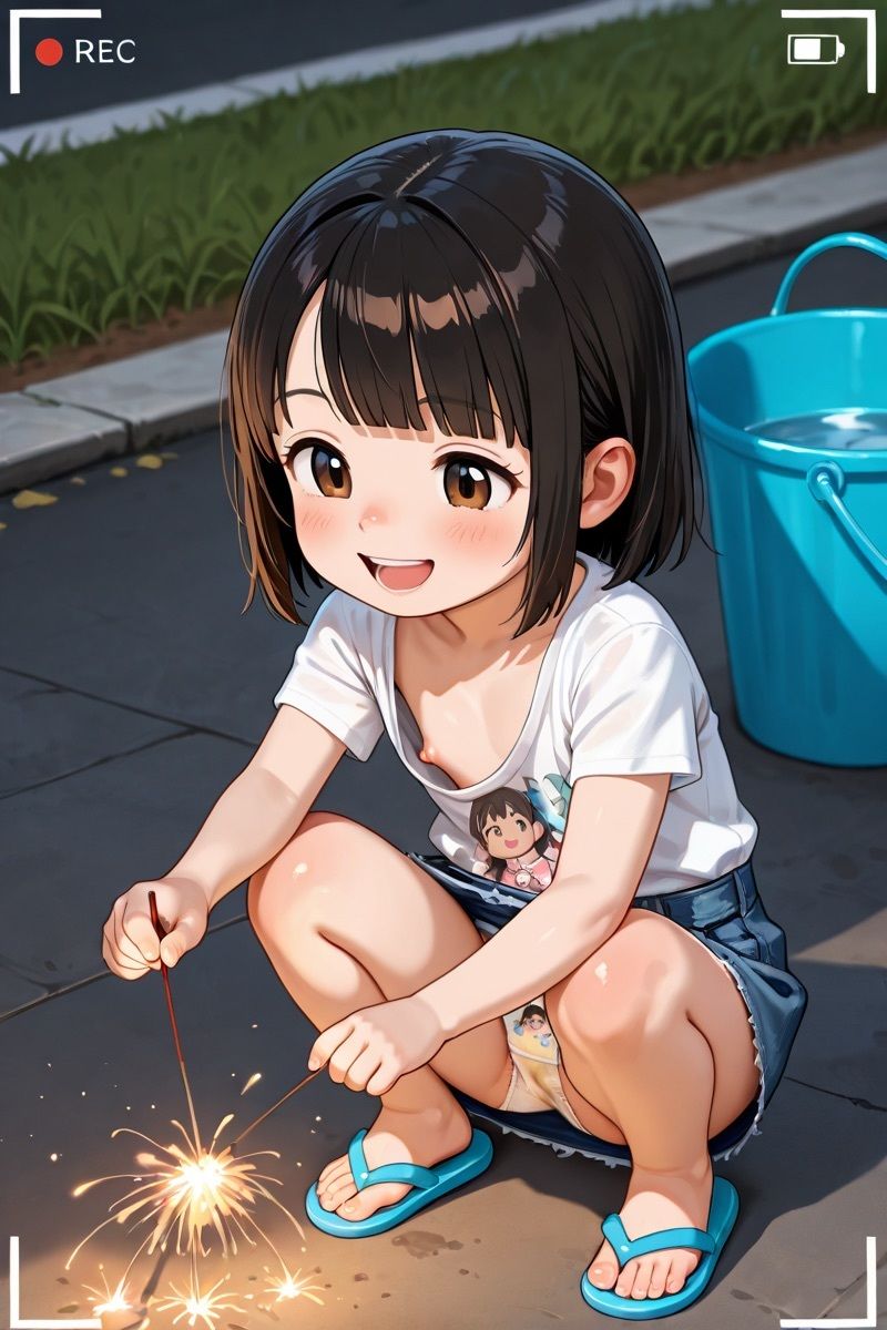 楽しかったBBQが終わり夜はみんなで花火をすることに。俺はスマホを片手に夏の思い出を残していく──。 サンプル画像 3