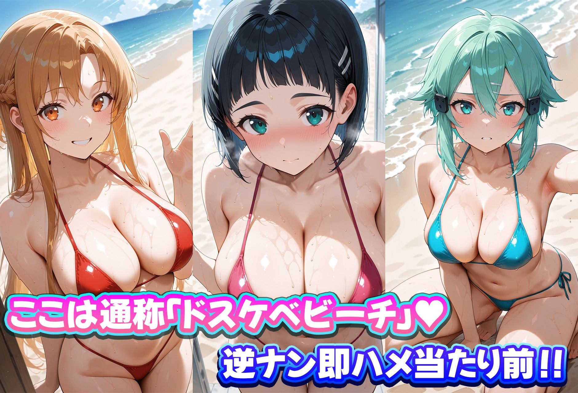 ドスケベビーチは逆ナン注意！！  ビッチなヒロイン達と即ハメハーレム！  SAO編 画像1