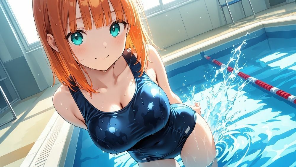 爆乳オレンジ黒髪水泳部が新人コーチと個別レッスン契約【4K】4