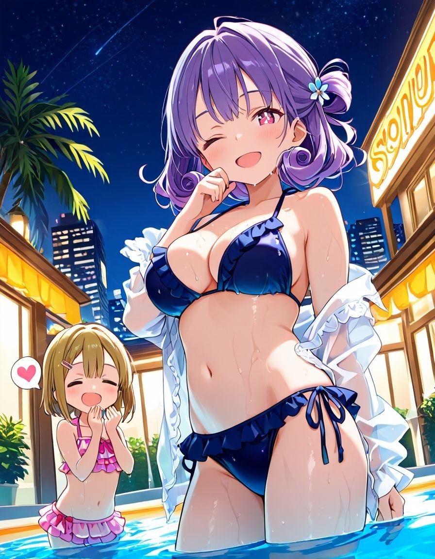 どこでもセックスするのが当たり前になっちゃった世界 ナイトプール編1