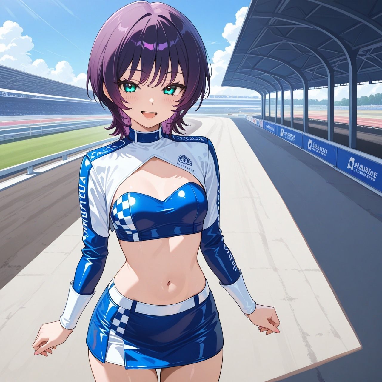 紫ショートちゃんの秘密のコスプレ撮影会 〜バニー・レースクイーン・巫女・ナース〜【R18 AI CG集】 画像2
