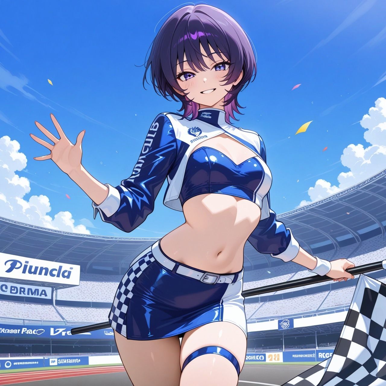紫ショートちゃんの秘密のコスプレ撮影会 〜バニー・レースクイーン・巫女・ナース〜【R18 AI CG集】 画像3