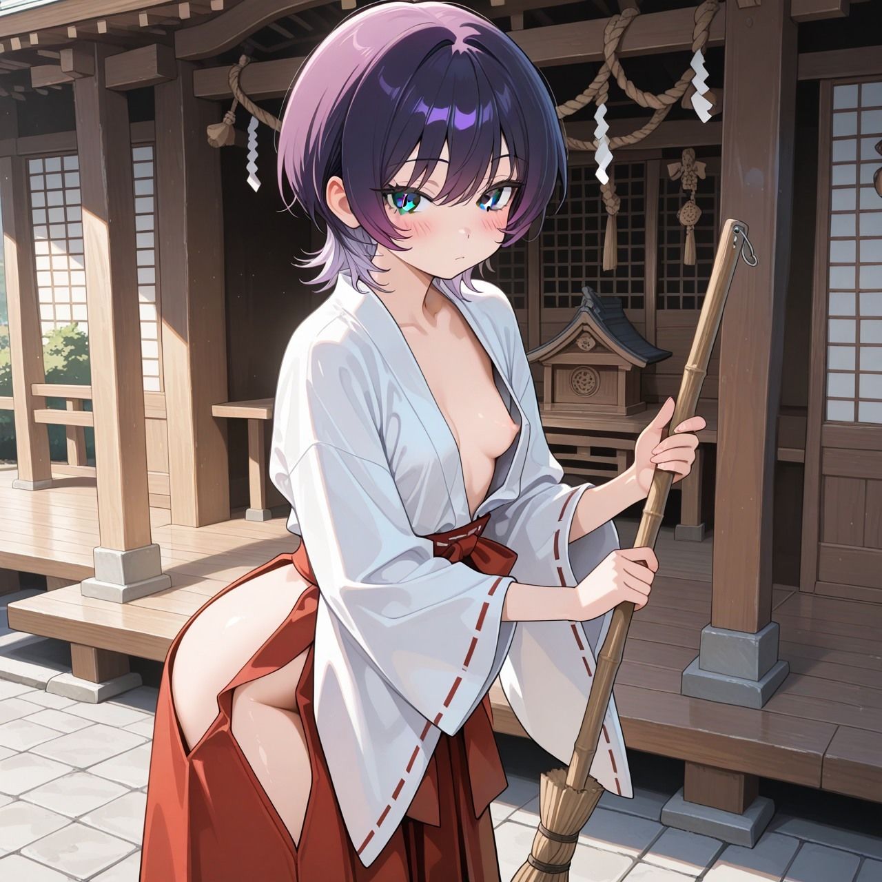 紫ショートちゃんの秘密のコスプレ撮影会 〜バニー・レースクイーン・巫女・ナース〜【R18 AI CG集】 画像5