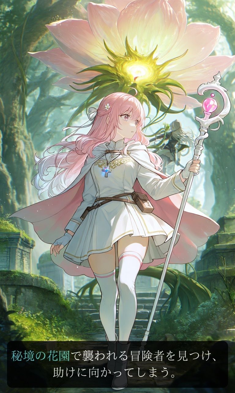 【ストーリー×イラスト｜ストーリー版】ミスティック・ブルーム-心優しい治癒術師、魔花に呼吸を奪われる秘境の花園-【ニーソックス/首絞め/ファンタジー/美少女】 画像3