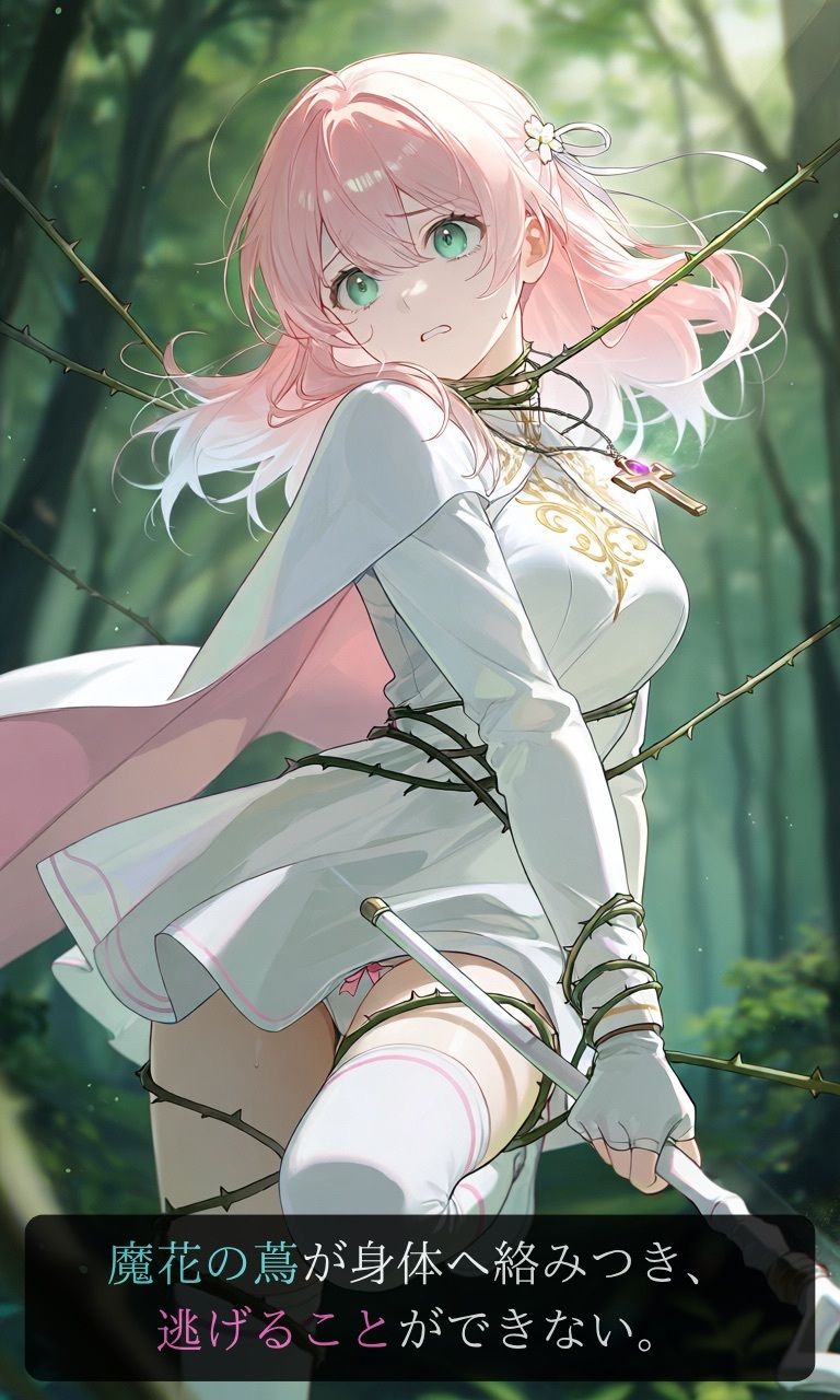 【ストーリー×イラスト｜ストーリー版】ミスティック・ブルーム-心優しい治癒術師、魔花に呼吸を奪われる秘境の花園-【ニーソックス/首絞め/ファンタジー/美少女】 画像4