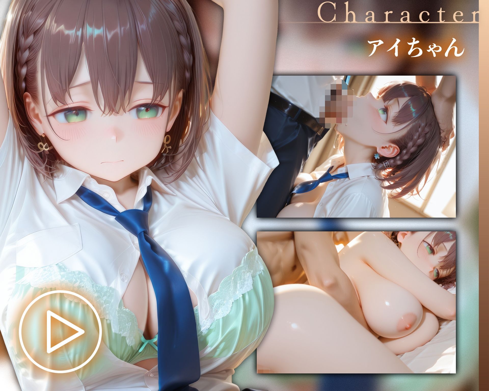 【イラスト+アニメ付き】アイちゃん、服従!たわわな巨乳JK肉便器調教記録録 〜アイちゃんの極上おま●こ24時間搾精耐久〜 画像1