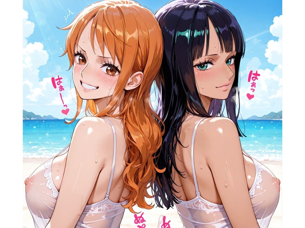ナ◯＆ロ◯ン  ビーチでイチャラブSEX 画像1