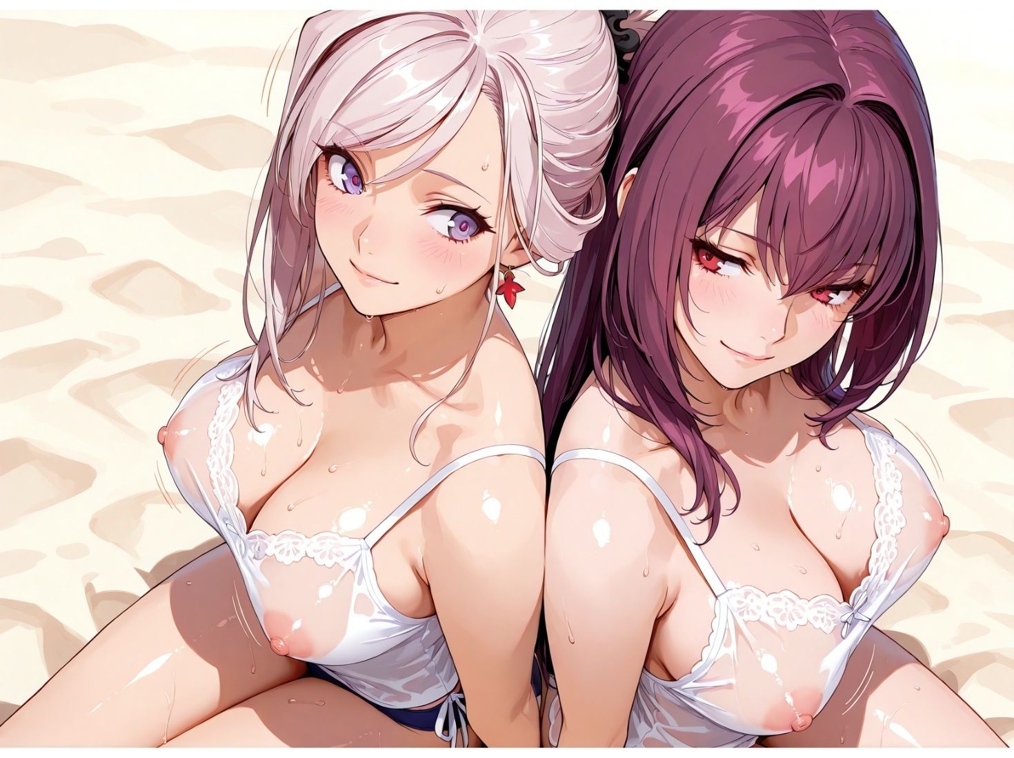 武◯＆スカ◯ハ  ビーチでイチャラブSEX 画像1