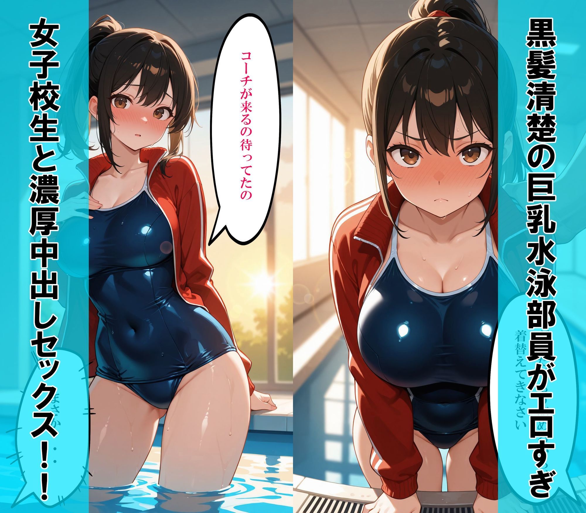 【セリフ付き】コーチが好きすぎる純粋清楚の巨乳水泳部員といちゃらぶ中出しセックスやり放題 画像1