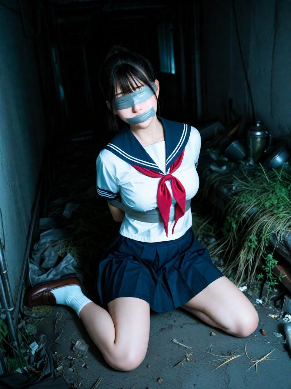 夜の廃墟で、セーラー服と。（500枚）【実写系AI超リアルCG集ult】 画像2